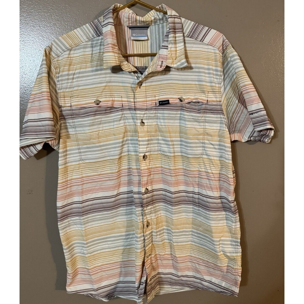 Columbia Omni Shade Mens Large MULTI MESH Button Down Shirt EUC